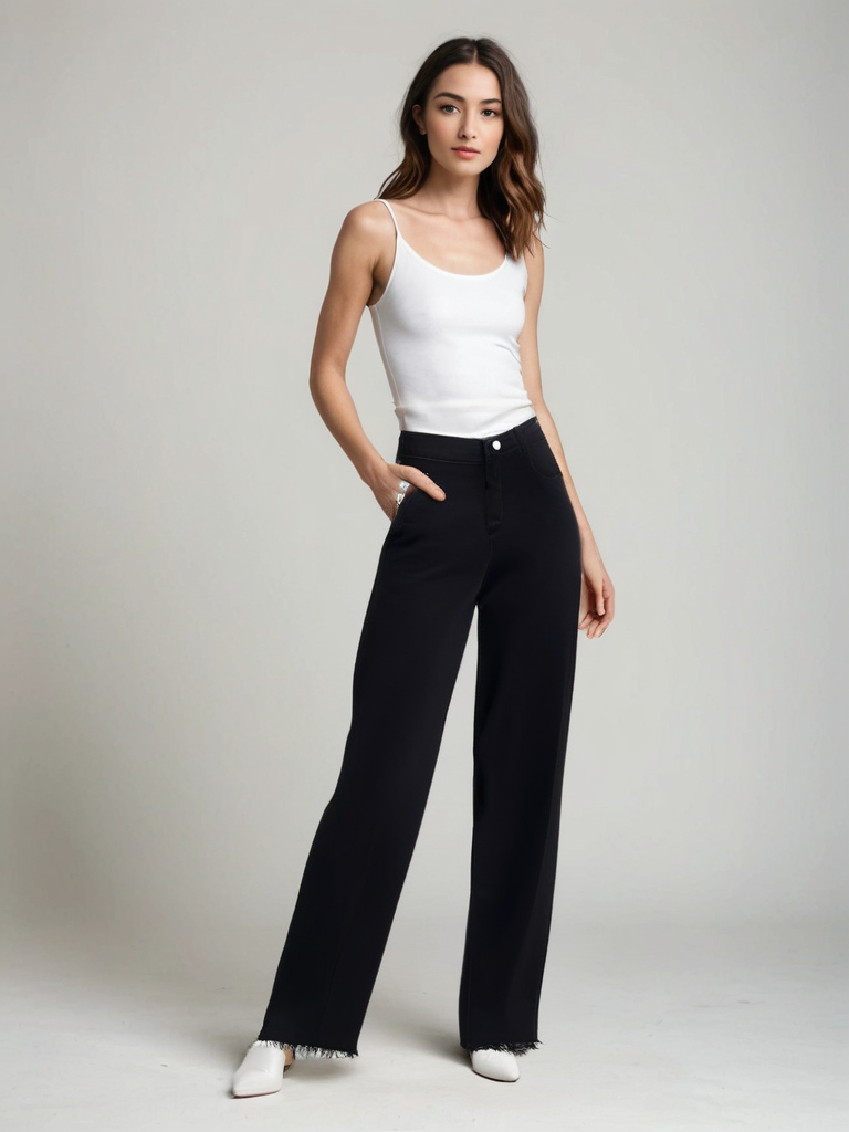 Sisu™ | Elegant Black Jeans with Raw Finish